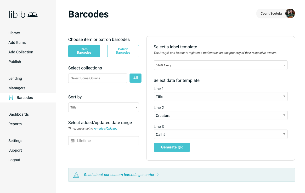 Print Barcodes with Libib