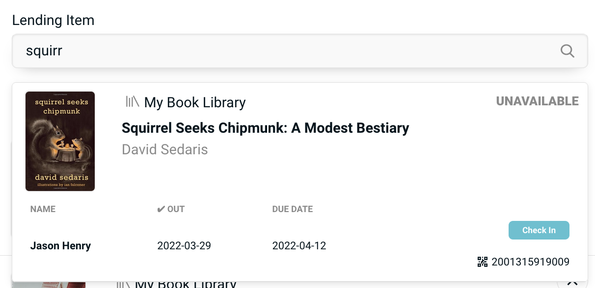 Unavailable Item Warning